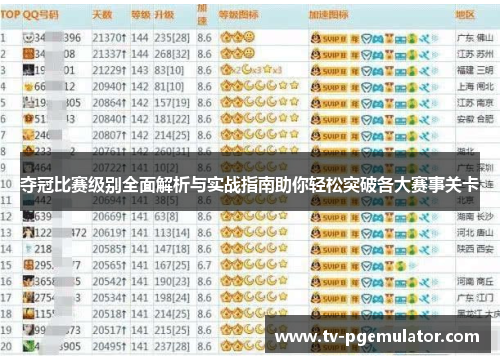 夺冠比赛级别全面解析与实战指南助你轻松突破各大赛事关卡