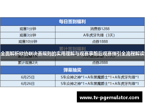 全面解析欧协联决赛规则的实用理解与观赛事前后观赛指引全流程解读